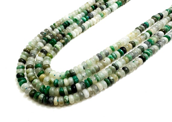 Natural Emerald Rondelle Beads • Genuine Precious Green Emerald 2x4mm Small Smooth Beads • Polished Emerald Gemstone Spacer Strand RD39