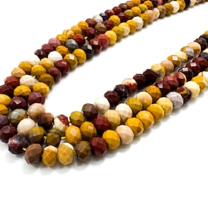 Natürliche Mookait Jaspis Perlen, facettierte Rondell Mookait 4 mm x 6 mm Edelstein Perlen - PG69
