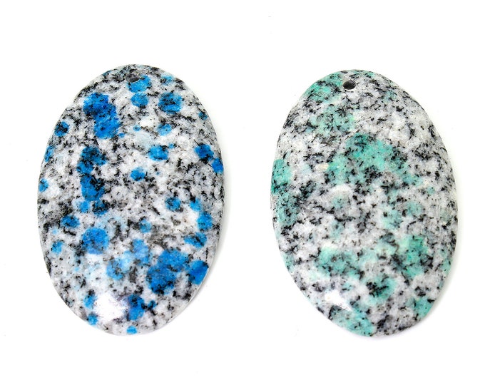 AA Rare (Green/Blue) Genuine Natural K2 Smooth Gemstone Beads For Necklace Pendant Ellispe Shape - PP52