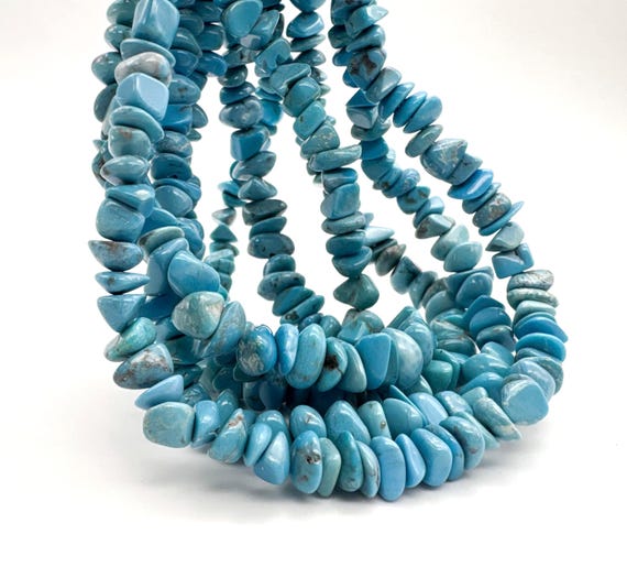 Genuine Natural Sky Blue Arizona Kingman Turquoise Pebble Freeform Nugget Gemstone Beads for Jewelry Making - PGS372-5