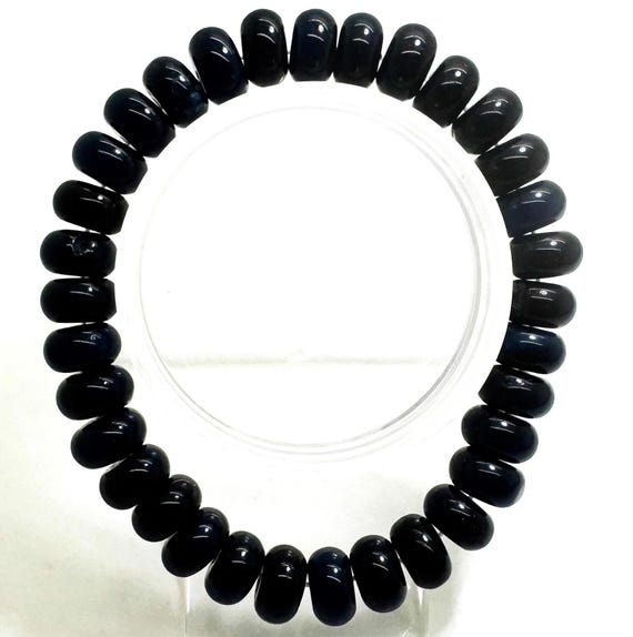 Handmade Navy Jade Rondelle Gemstone Bracelet: 10mm Beaded Accessories