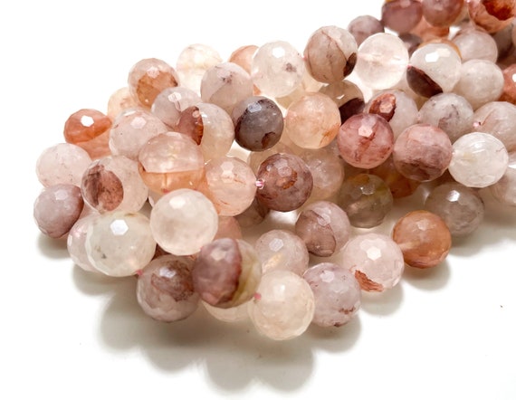 Natural Cherry Quartz Beads, Faceted Cherry Quartz Round Sphere Gemstone Beads - RNF110