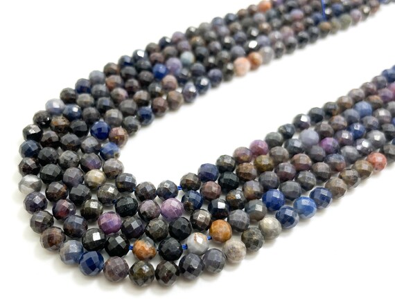 Genuine Real Sapphire, AAA Natural Sapphire Faceted Round 5mm Gemstone Beads - RNF33C