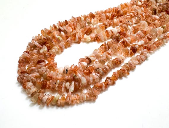 Natural SunStone Golden Orange Fire SunStone Small Chips Pebble Nugget Gemstone Beads - PGS107