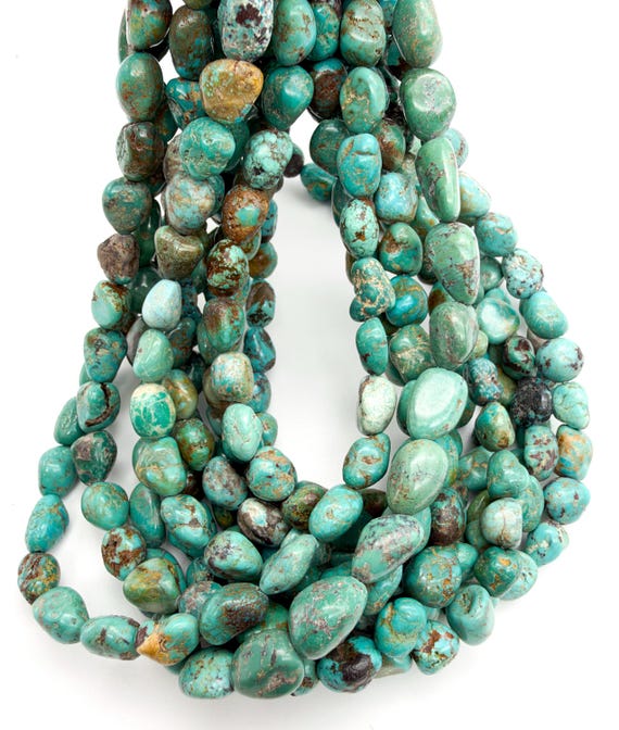 Natural Untreated Turquoise Beads Freeform Nugget 8mm Green Blue Brown Matrix Gemstone Beads 15.5" Strand Jewelry Making - PGS287