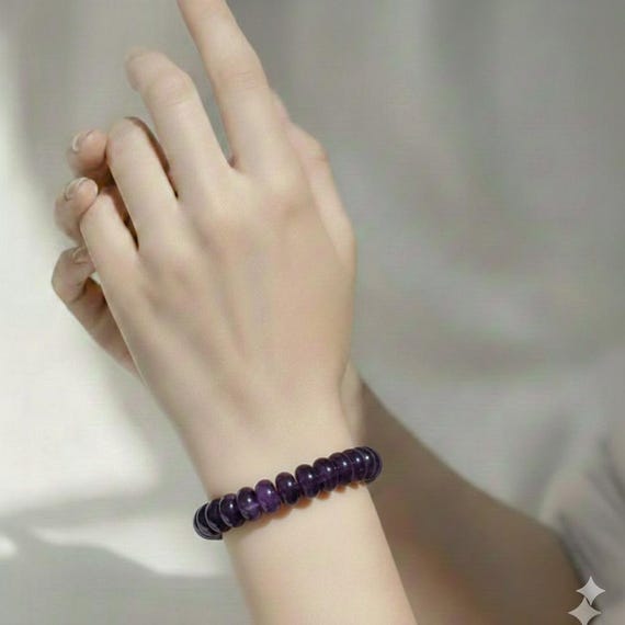 Dark Purple Jade 10mm Rondelle Gemstone Beads Stretch Elastic Cord Handmade Beaded Bracelet Accessories - PGBRD07