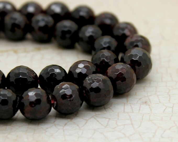 Red Garnet Gemstone Beads, Natural Garnet Round Faceted Polished Loose Gemstone Beads (4mm 6mm 7mm 8mm 9mm 12mm) - RNF05