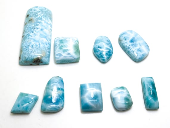 Natural Dominican Larimar Cabochons Rock Gemstone Round Small Oval Flat Rectangle Beads for Pendant Grade AAA - PGL42E