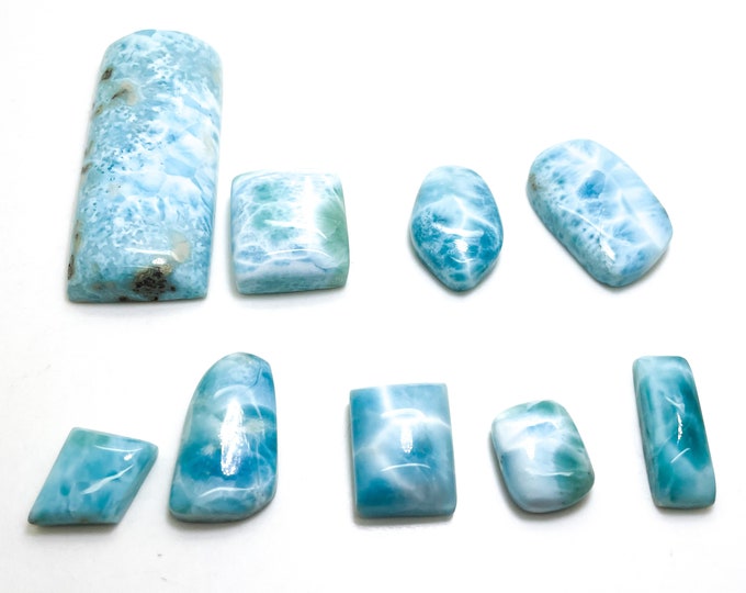 Natural Dominican Larimar Cabochons Rock Gemstone Round Small Oval Flat Rectangle Beads for Pendant Grade AAA - PGL42E