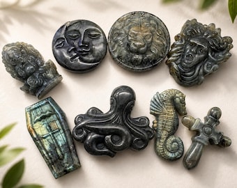 Natural Labradorite Carved Pendant Flashy Necklace Pendant Mystic Carved Crystal One of a Kind Gemstone Men Women Pendant Necklace PG199