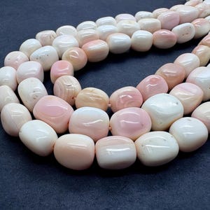Natural Queen Conch Shell Beads 11x10mm Polished Cushion Nugget Soft Pink & Luminous Ivory Shell for Artisan Jewelry Supply - QC21