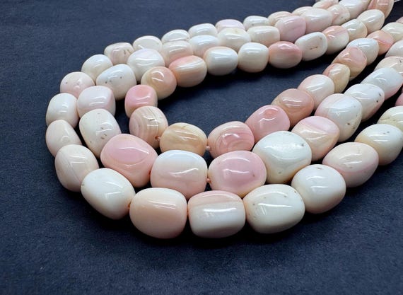 Natural Queen Conch Shell Beads 11x10mm Polished Cushion Nugget Soft Pink & Luminous Ivory Shell for Artisan Jewelry Supply - QC21