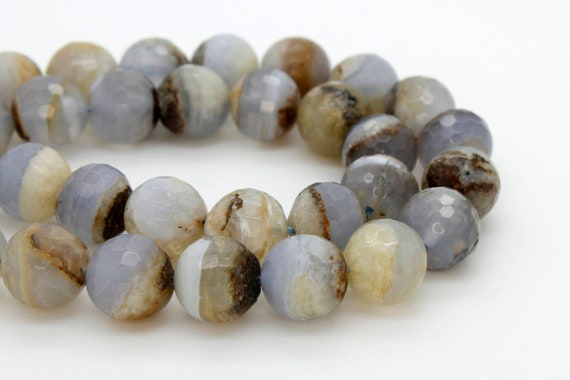 Blue Lace Agate, Natural Blue Lace Agate Round Faceted Ball Sphere Gemstone Loose Beads 4mm 6mm 8mm 10mm - RNF29