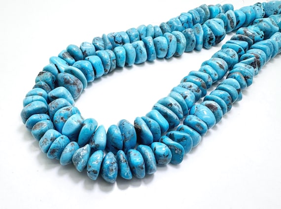 Genuine Natural Blue Arizona Kingman Turquoise Nugget Beads 12mm-15mm Polished Pebble Beads Authentic Southwestern Jewelry Supply - PGS372