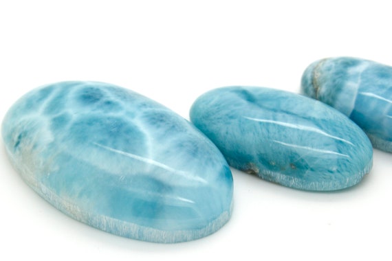 Natural Dominican Larimar Rock Gemstone Oval Marquise Beads for Pendant Grade AAA