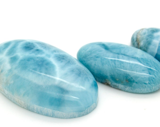 Natural Dominican Larimar Rock Gemstone Oval Marquise Beads for Pendant Grade AAA