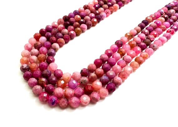 Faceted Red Ruby Beads: Natural Gemstone Round 5mm
