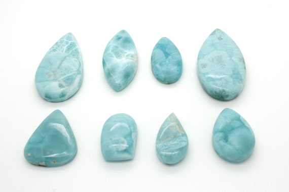 Natural Dominican Larimar Cabochon Chips Rock Stone Gemstone Variety Shape Flat Drop Oval Marquise Round Beads for Pendant