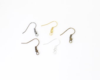 Lot Shepherd FishHook Earring Ball & Spring Earwire - 0.5" x 0.5" - 24 Gauge - 0.5mm - Gunmetal Silver Bronz Copper Gold- PAS71