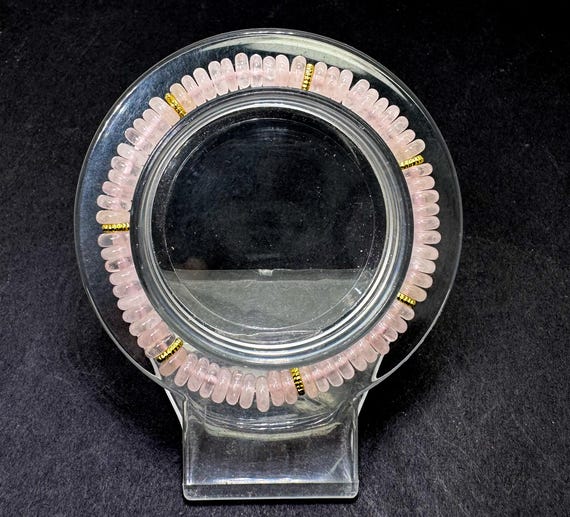 Rose Quartz Stretch Bracelet – 6mm Beads, 6.5" – Gold Spacer Accents – Love • Compassion • Emotional Healing - PGB8R44