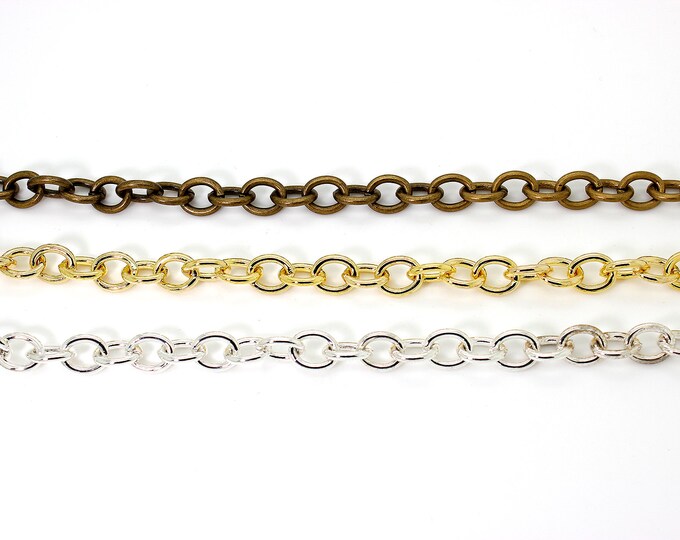 Oval Cable Chain, 9mm x 11mm Metal Unfinished Chain, Necklace Chain, Jewelry Making  - Gold Silver Bronze - PCH02