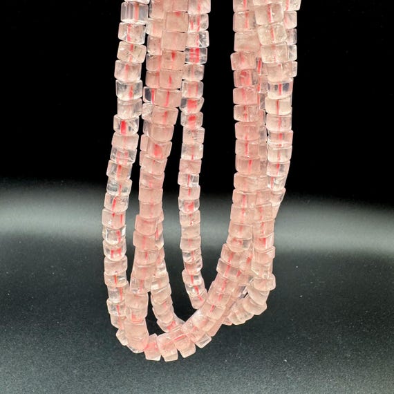 Natural Rose Quartz Triangle Beads | 3x6mm Pink Gemstone Beads | Full 15.5" Strand | Geometric Beads | Jewelry Making Supplies- PG153