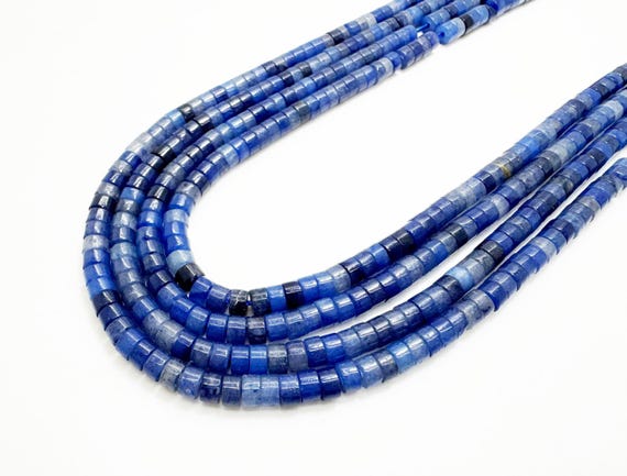 Natural Blue Aventurine Heishi Beads 2x4mm | Soft Blue Gemstone Rondelle Beads | 15” Strand | Jewelry Making Supplies - RD33