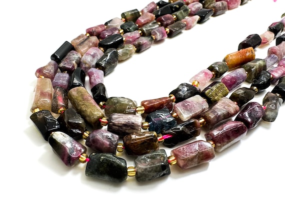 Rainbow Tourmaline Nugget Beads: Chunky Gemstone Jewelry Making