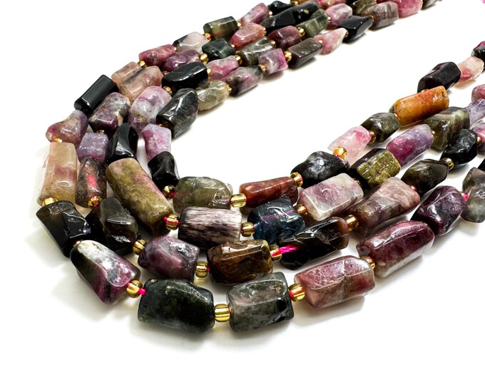 Rainbow Tourmaline Nugget Beads: Chunky Gemstone Jewelry Making