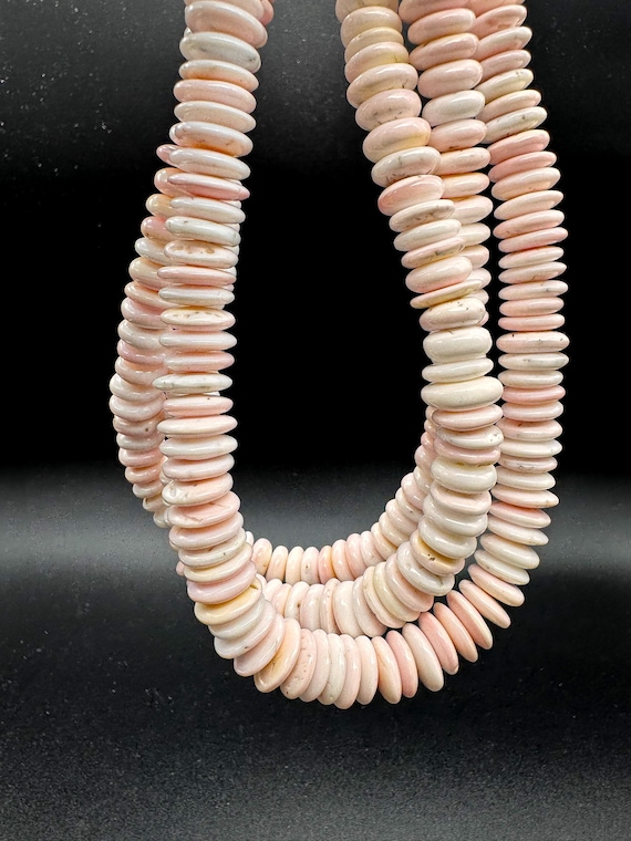 Genuine Queen Conch Shell Beads • 10-11mm Polished Tire Heishi • Soft Pink & Cream Natural Shell for Strand Artisan Jewelry Supply QC6