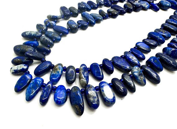Natural Blue Lapis Lazuli Freeform Chip Irregular Slab Flat Shapes Stick Gemstone Beads - PGS214