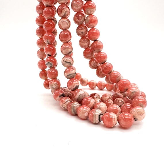 Natural Rhodochrosite Round Beads | High Quality | Pink Banded Gemstone Beads | AAA | Jewelry Making Supplies - PG03