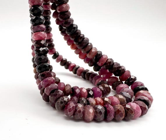 Natural Red Ruby Faceted Rondelle Beads 8mm 10mm Deep Red Pink Genuine Ruby Gemstone Beads Jewelry Making - PG70