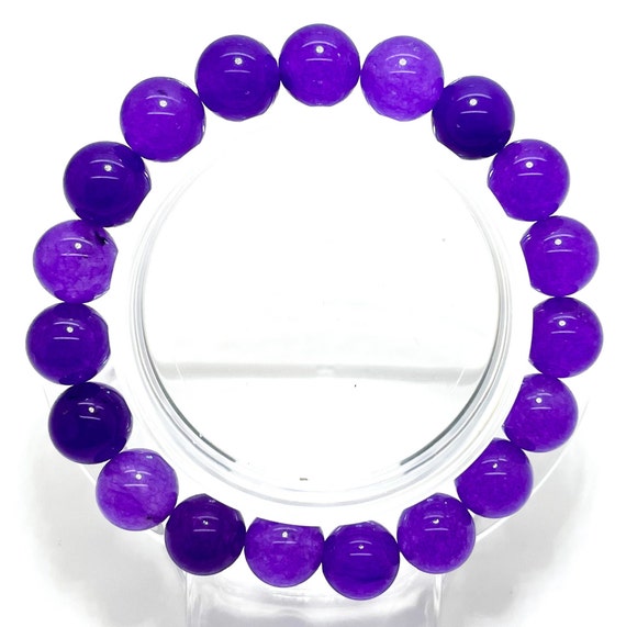 Purple Quartz Smooth Round 6mm 8mm 10mm Beads Gemstone Beads Stretch Elastic Cord Handmade Beaded Bracelet Accessories - PGB77