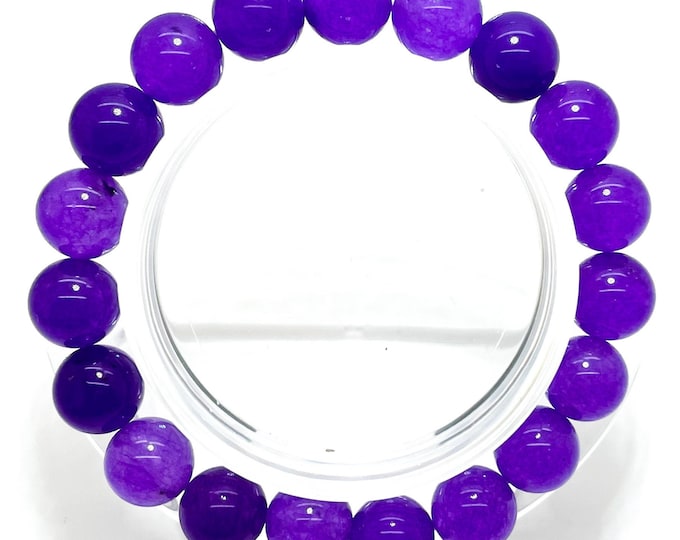 Purple Quartz Smooth Round 6mm 8mm 10mm Beads Gemstone Beads Stretch Elastic Cord Handmade Beaded Bracelet Accessories - PGB77
