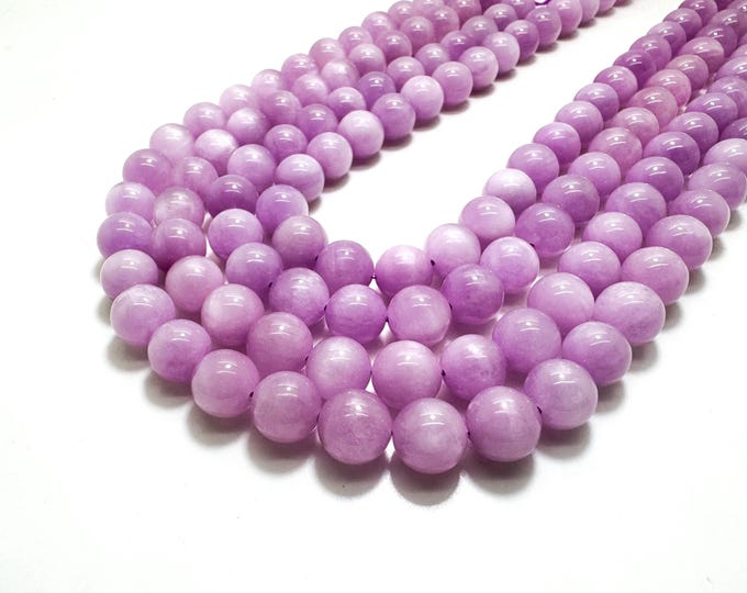 AAAA Grade Natural Purple Kunzite Beads – 7.5mm - 14mm Polished Smooth Round Gemstone Beads - RN170