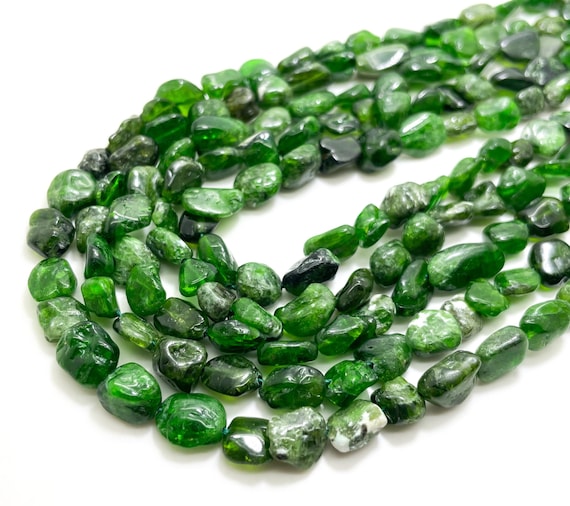 Green Seraphinite Beads, Natural Seraphinite Polished Nugget Pebble Round Barrel Gemstone Beads - PG318