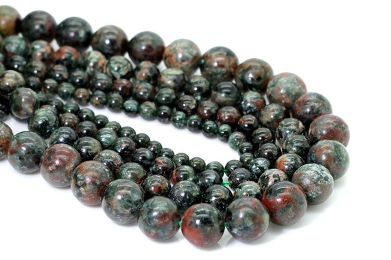 Natural Serpentine, Russian Serpentine Smooth Round Sphere Loose Gemstone Beads - RN133