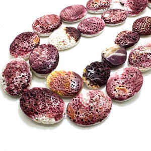 Spiny Oyster Beads, Purple Natural Spiny Oyster Shell Oval Disc Gemstone Beads - PG202