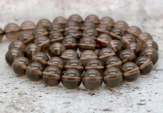 Natural Quartz Beads, Smokey Quartz Transparent Round Loose Ball Beads Natural Stone Gemstone (4mm 6mm 8mm 10mm 12mm) - PG35