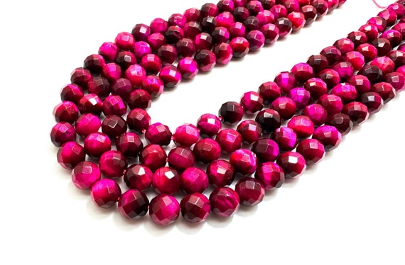 Pink Tiger Eye Faceted Round Gemstone Beads 4mm 6mm 8mm 10mm - RNF18