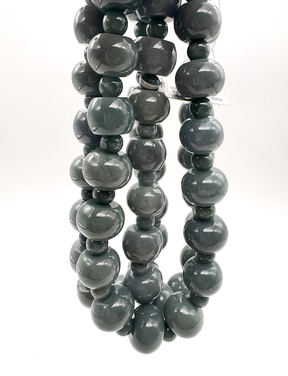 Natural Guatemala Jade Rondelle Beads Green Jade Gemstone 14" Strand, 12x16mm Rondelle 8mm Round Beads Genuine Jade Jewelry Supply PGS323K