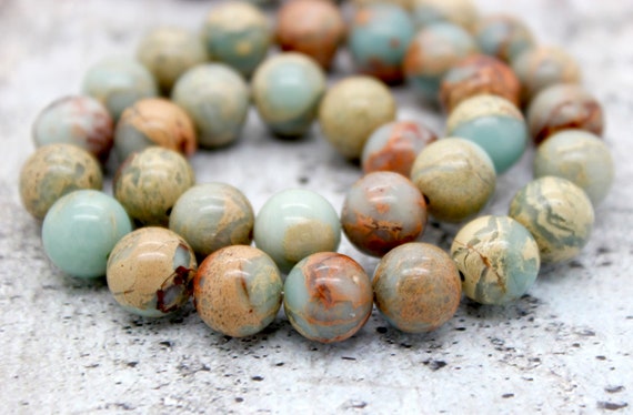 Natural Snake Skin Jasper Smooth Round Sphere Loose Gemstone Beads (4mm 6mm 8mm 10mm 12mm) - PG10