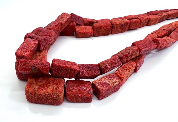 Natural Sponge Coral Beads 10x12mm Large Long Organic Nuggets Vibrant Red Enhanced Coral Gemstone for Artisan Statement Jewelry Supply - RC1