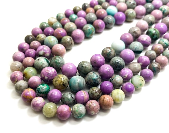 Natural Rainbow Multi-Color Phosphosiderite Chrysocolla Yellow Opal Polished Smooth Round Gemstone Beads 6mm 8mm 10mm - RN187