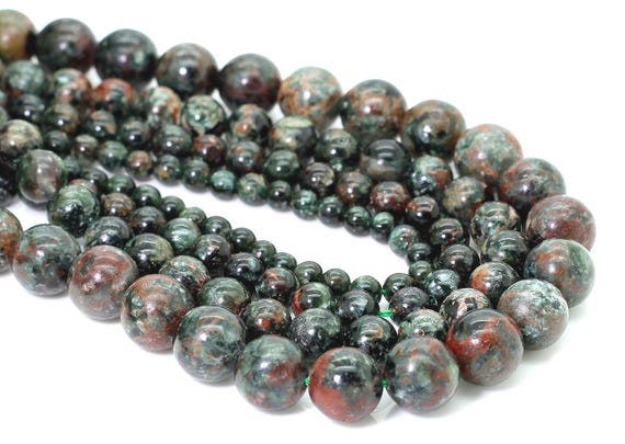 Natural Serpentine Beads, Green Russian Serpentine Smooth Round Sphere Gemstone Beads - RN133