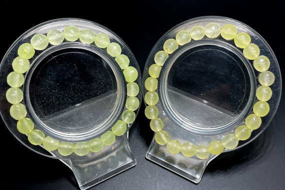 Lime Jade Faceted Round 8mm Gemstone Beads Stretch Elastic Cord Handmade Beaded Bracelet Accessories - PGB227