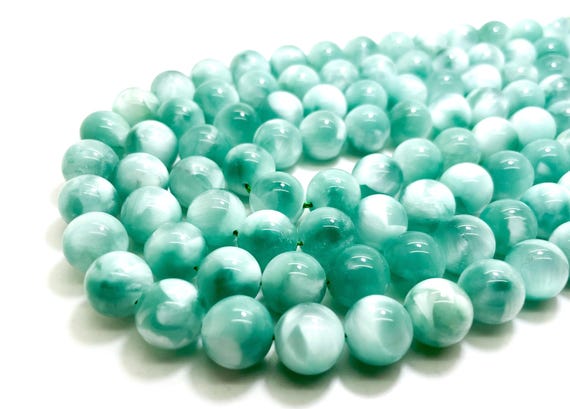 Green Moonstone Beads, Natural Green Polished Smooth Round Moonstone Gemstone Beads - RN171