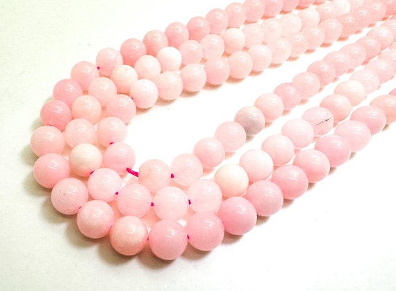 Pink Agate Smooth Polished Round 8mm Gemstone Jewelry Making Beads - RN198F