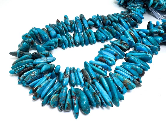Natural Kingman Turquoise Slab Beads Genuine 14-26mm Arizona Blue Gemstone Large Organic Petal Shape for Statement Jewelry - PGS371-4